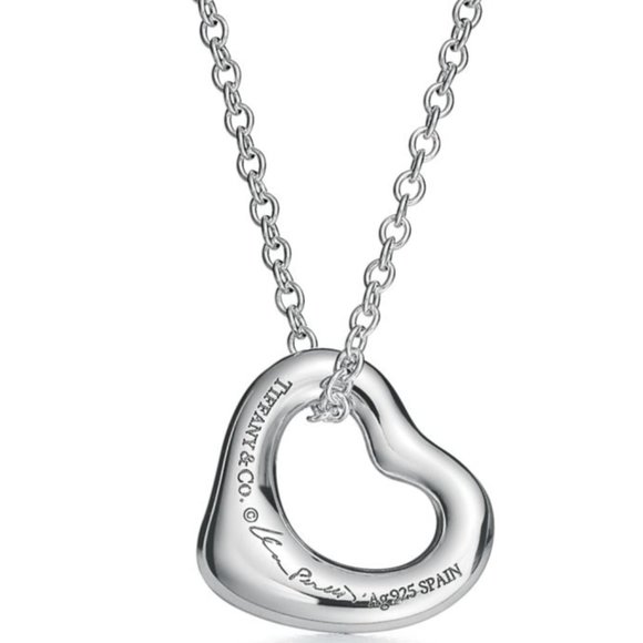 Tiffany and Co. Pendant Necklace Elsa Peretti Open Heart Silver 925 - Picture 10 of 12